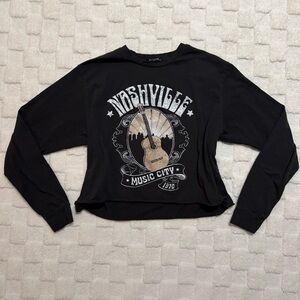 Zutter Black Gray Nashville Music City Soft Long Sleeve Shirt 100% Cotton, Small